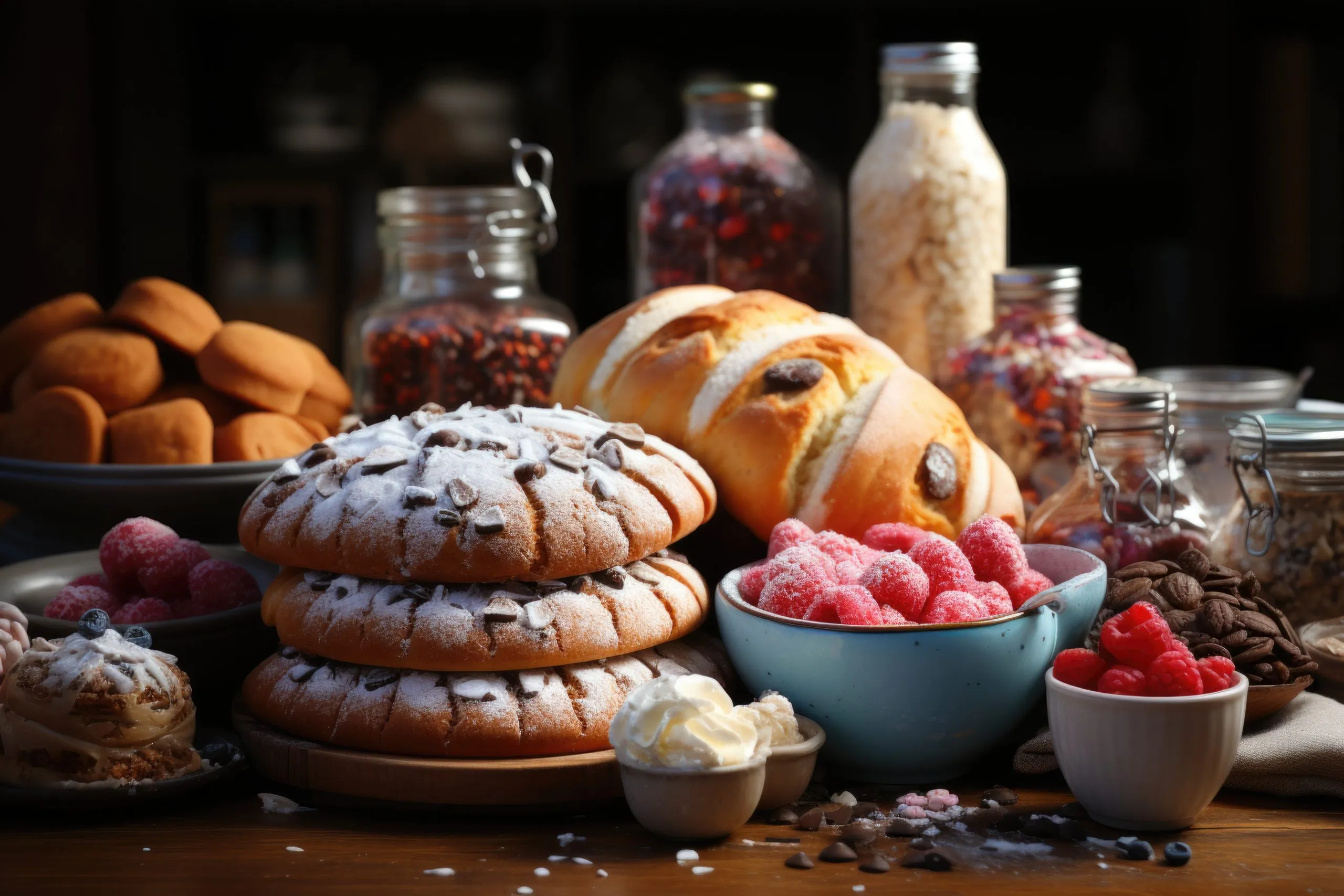 South Africa Bakery Products Market Outlook to 2035 table-breads-with-tasty-cream-bakery-candy-products-generative-ia-scaled