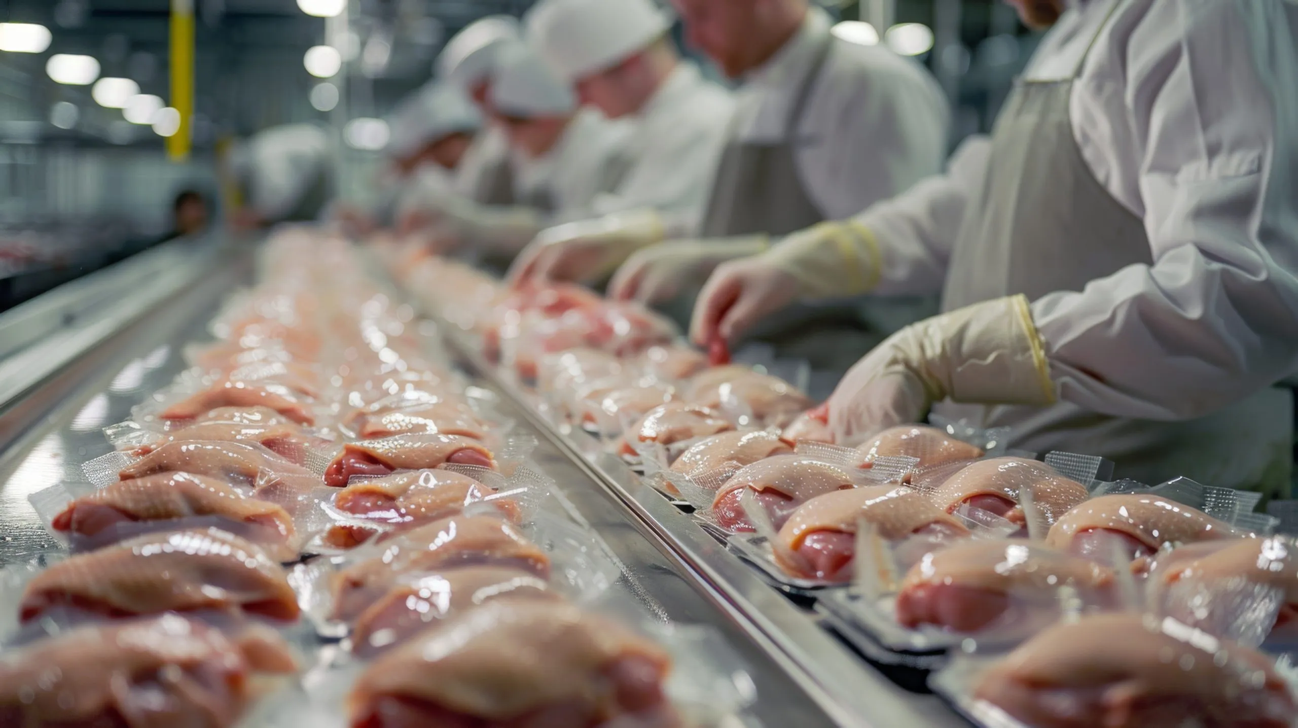 USA Poultry Meat Market Outlook Strengthens as Value Heads Toward USD 43.64 Billion Driven by Chicken Demand and Processed Poultry Growth workers-packaging-frozen-chicken-cuts-into-vacuumsealed-bags-shipment-international-markets-h-scaled