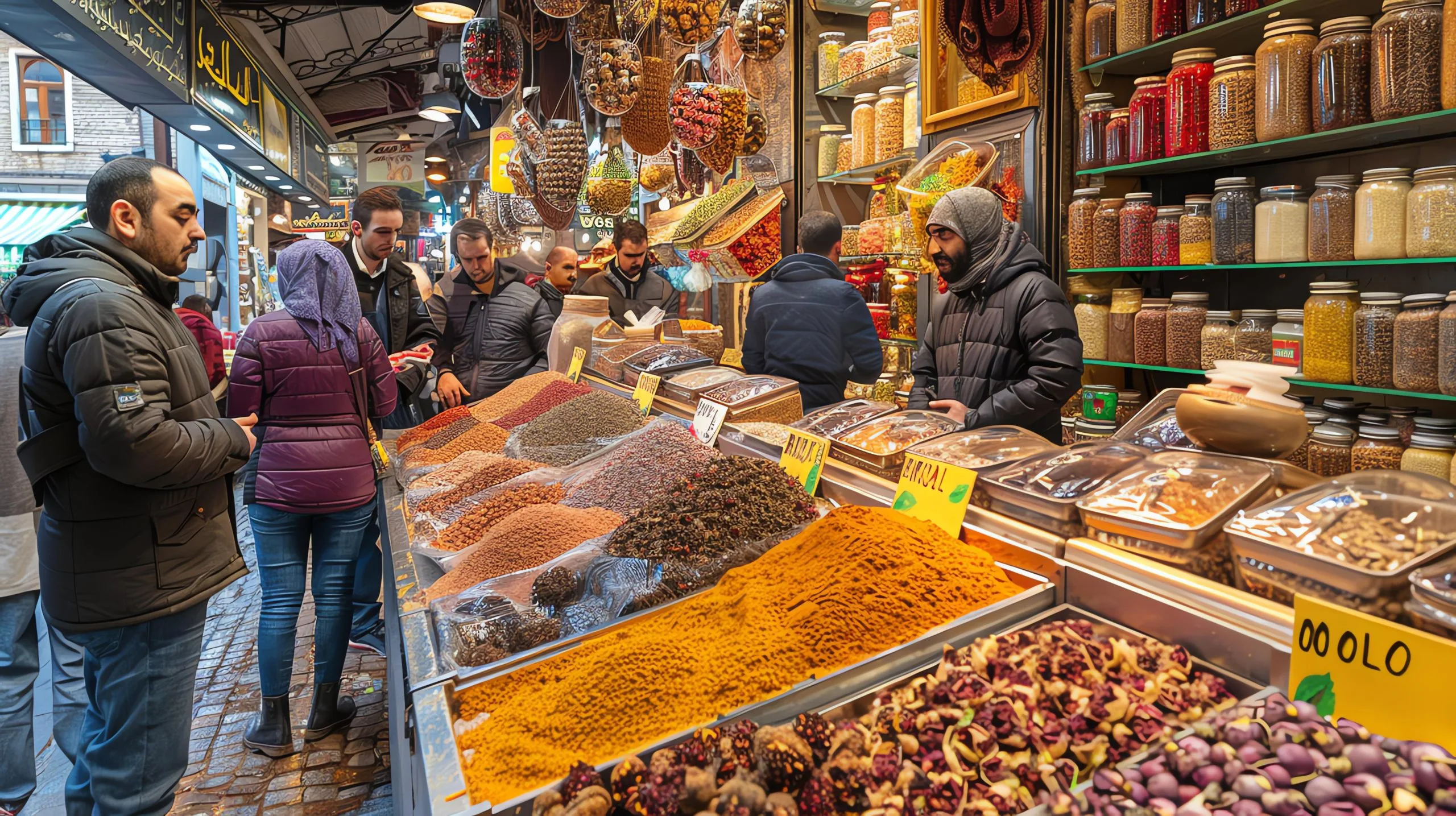 India Food Flavor and Enhancer Market Outlook to 2035 bustling-spice-market-with-colorful-displays-spices-nuts-dried-fruits-scaled