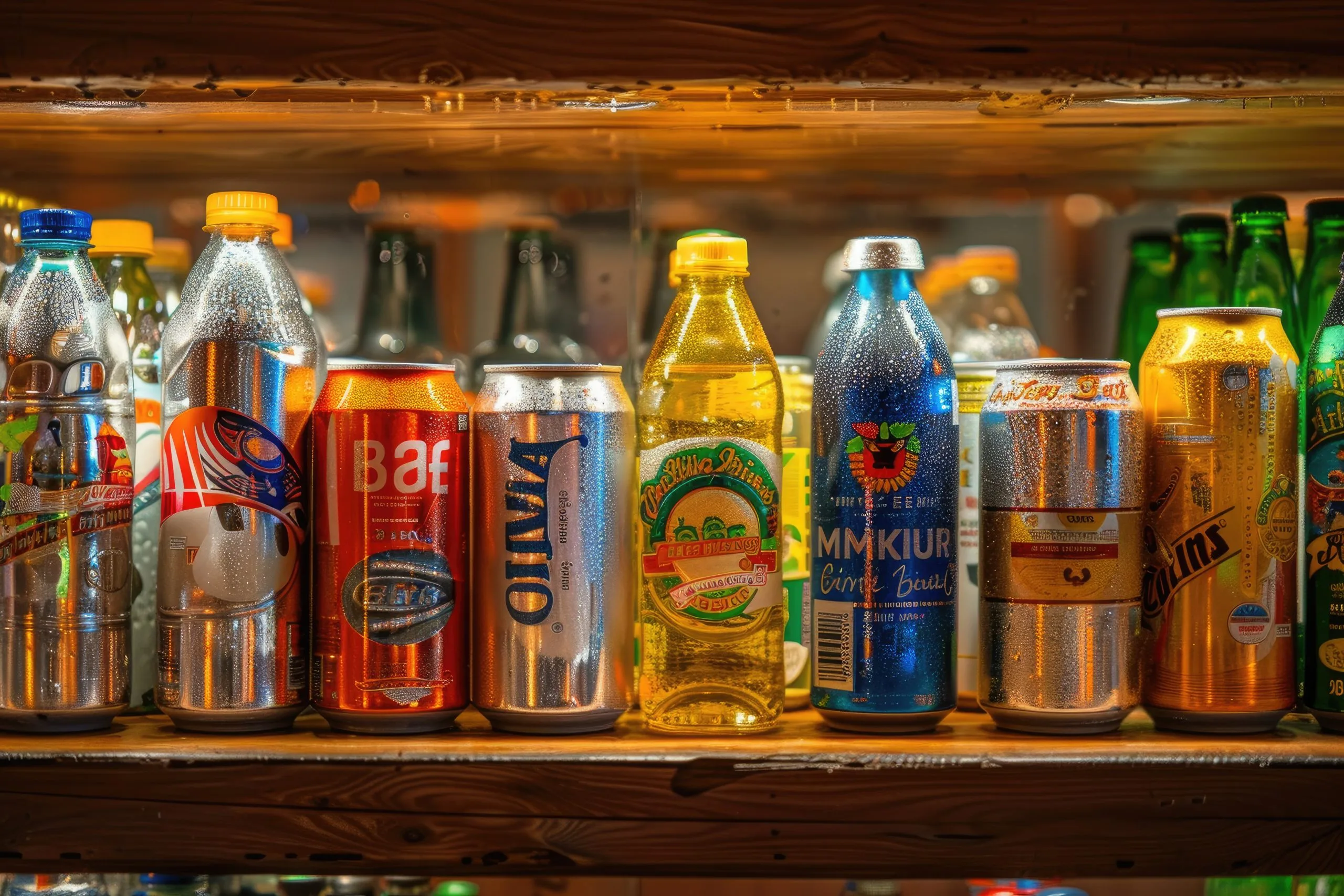 Philippines Energy Drink Market Outlook to 2035 colorful-beverage-cans-bottles-displayed-shelf-bar-scaled