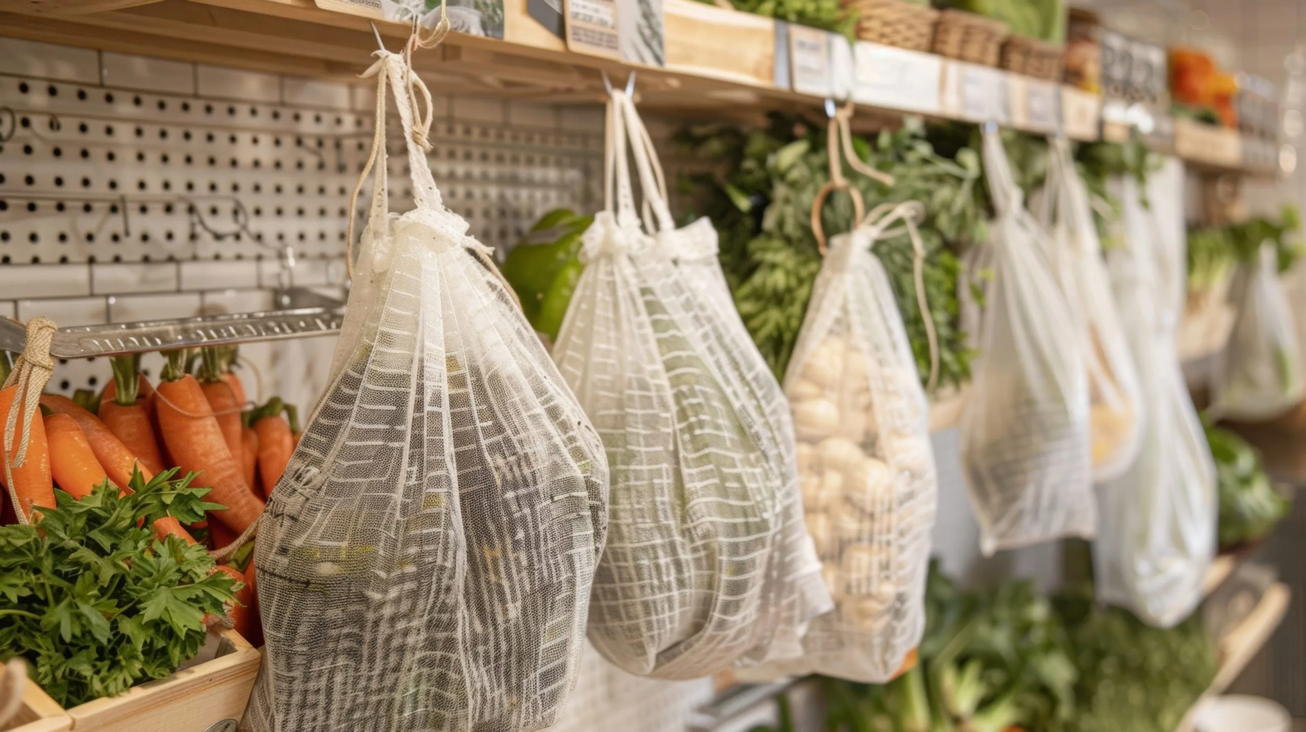 USA Zero Waste Grocery Stores Market Expands as Zero Waste Grocery Stores Grow at 7.87 Percent CAGR Globally display-reusable-produce-bags-various-sizes-hanging-pegs-easy-access-scaled