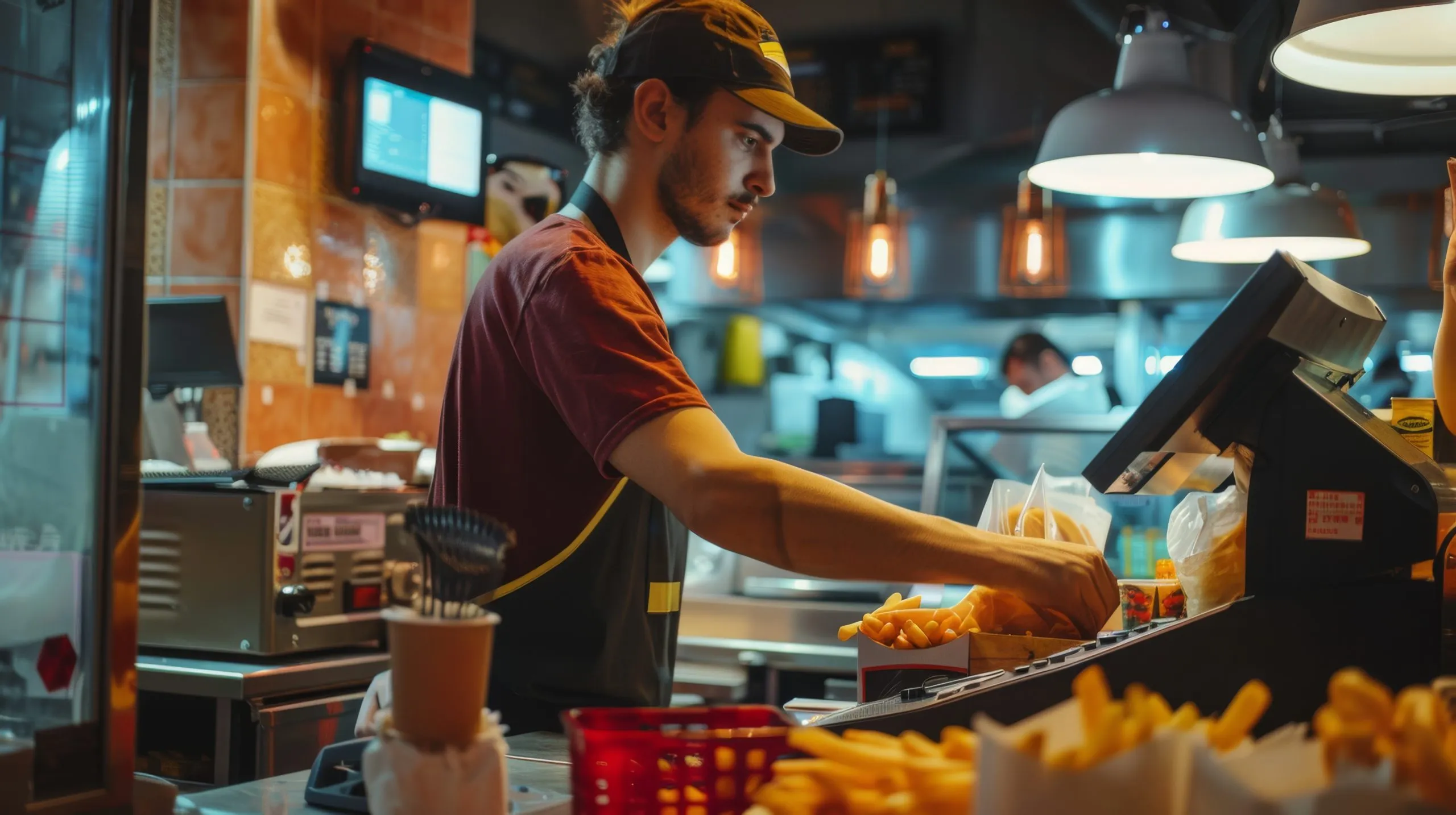 USA Quick Service Restaurant Market Crosses USD 447 Billion as Digital Ordering and Franchise Expansion Accelerate fastfood-worker-uniform-prepares-french-fries-counter-bustling-fastfood-restaurant-focusing-his-task-hand-scaled
