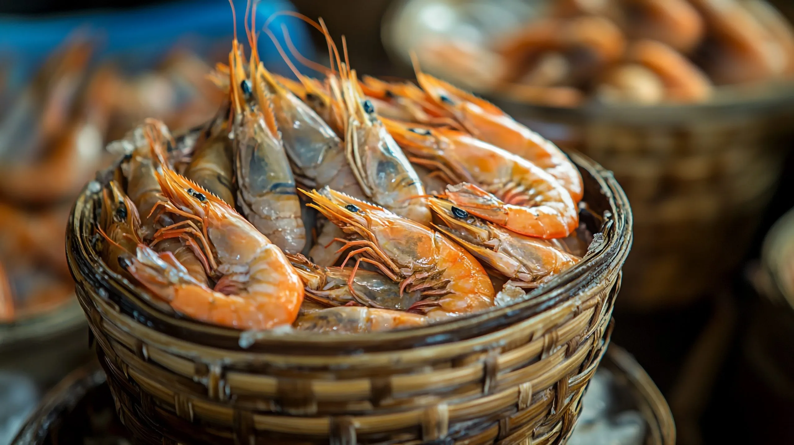 Brazil Shrimp Market Crosses USD 1.6 Billion as Aquaculture and Domestic Seafood Demand Strengthen fresh-shrimp-displayed-woven-baskets-bustling-local-market-early-morning-light-scaled