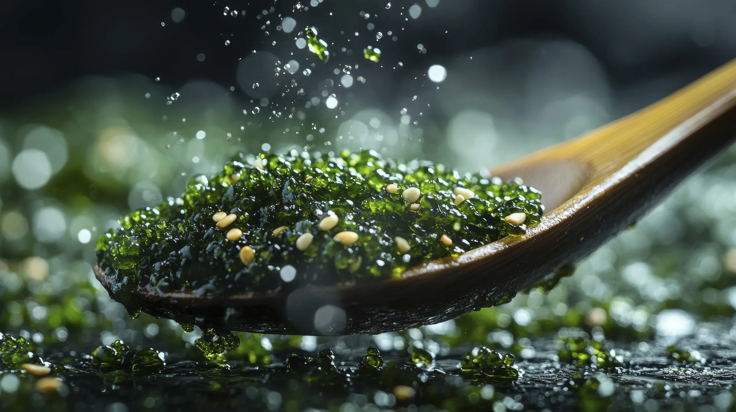 USA Algae Omega 3 Ingredient Market Gains Momentum as Global Demand Moves from USD 913.0 Million to USD 1.49 Billion green-seaweed-with-sesame-seeds-wooden-spoon-1-scaled