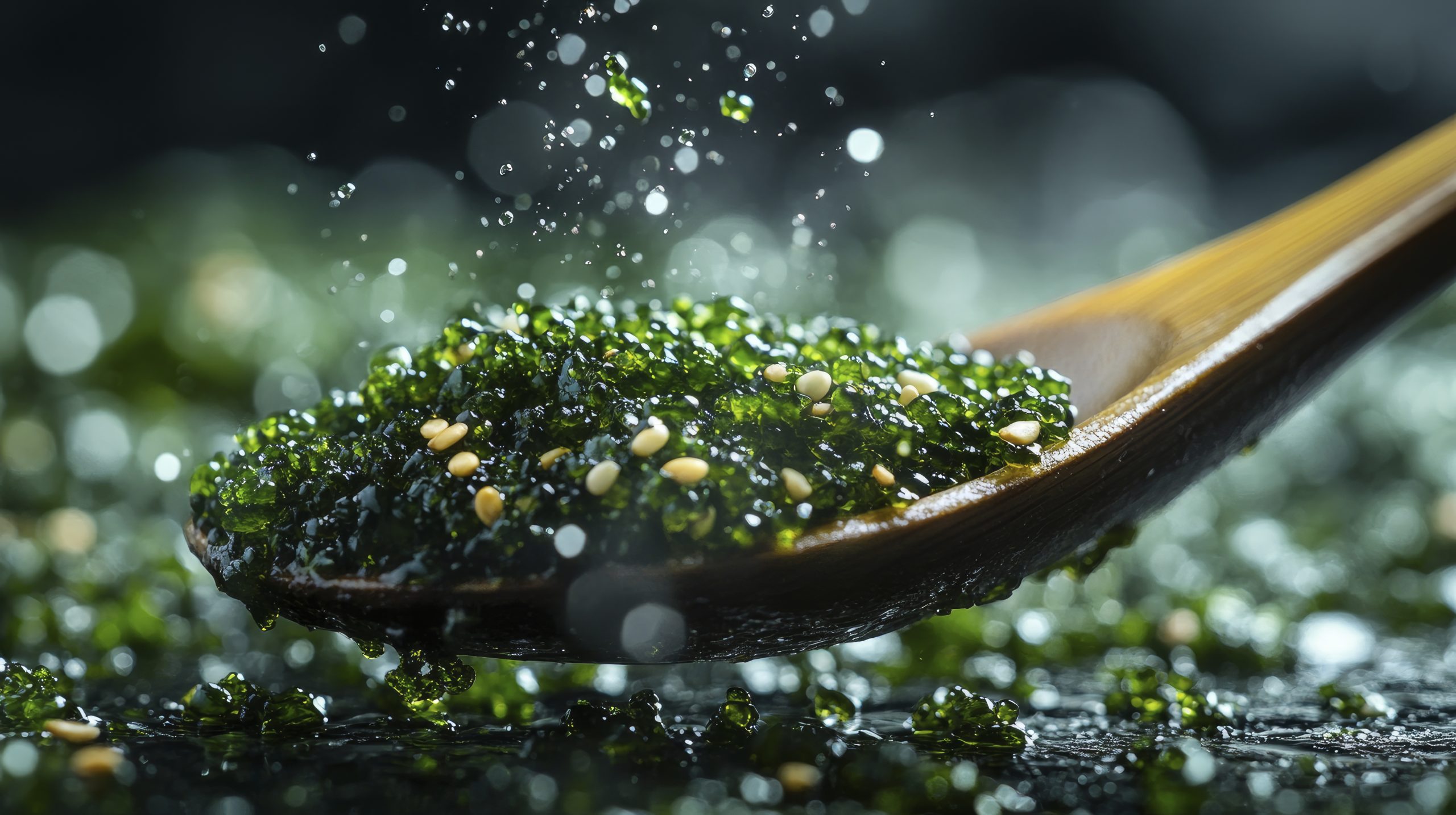 UAE Algae Omega 3 Ingredient Market Outlook to 2035 green-seaweed-with-sesame-seeds-wooden-spoon-scaled