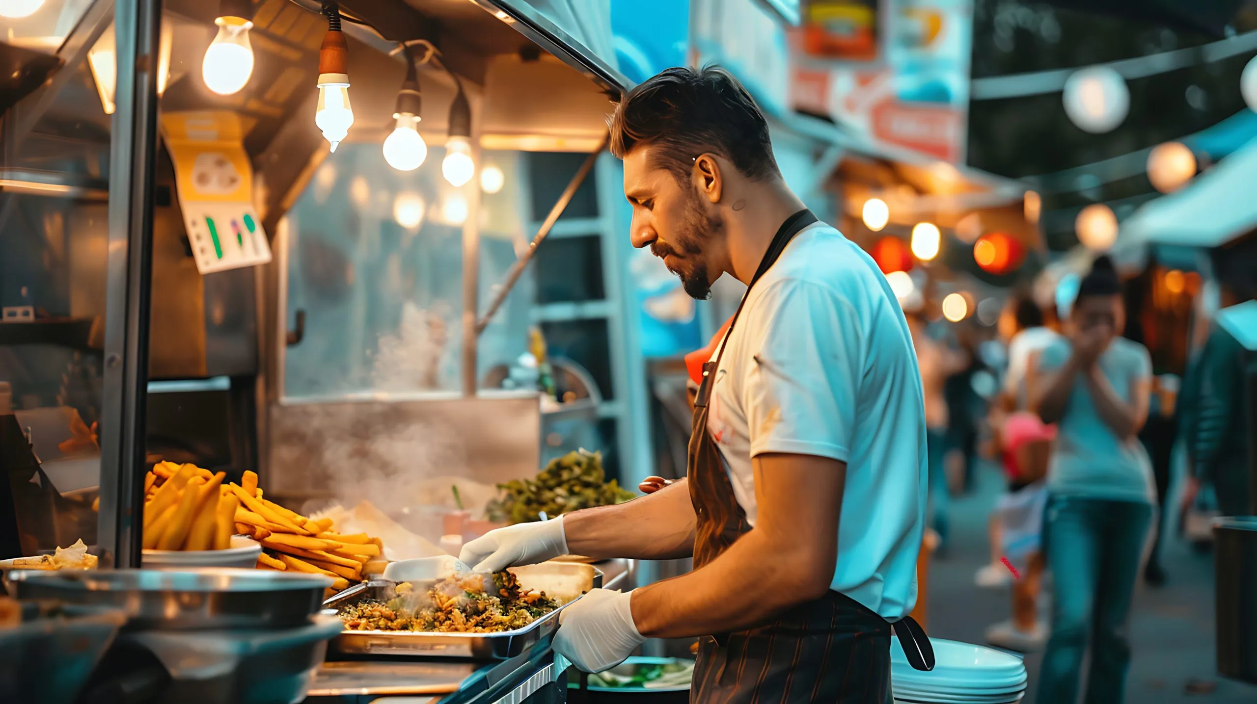 KSA Quick Service Restaurant Market Crosses USD 10 Billion as Delivery and Urban Dining Demand Strengthen man-cooking-food-market-with-sign-that-says-chef-scaled