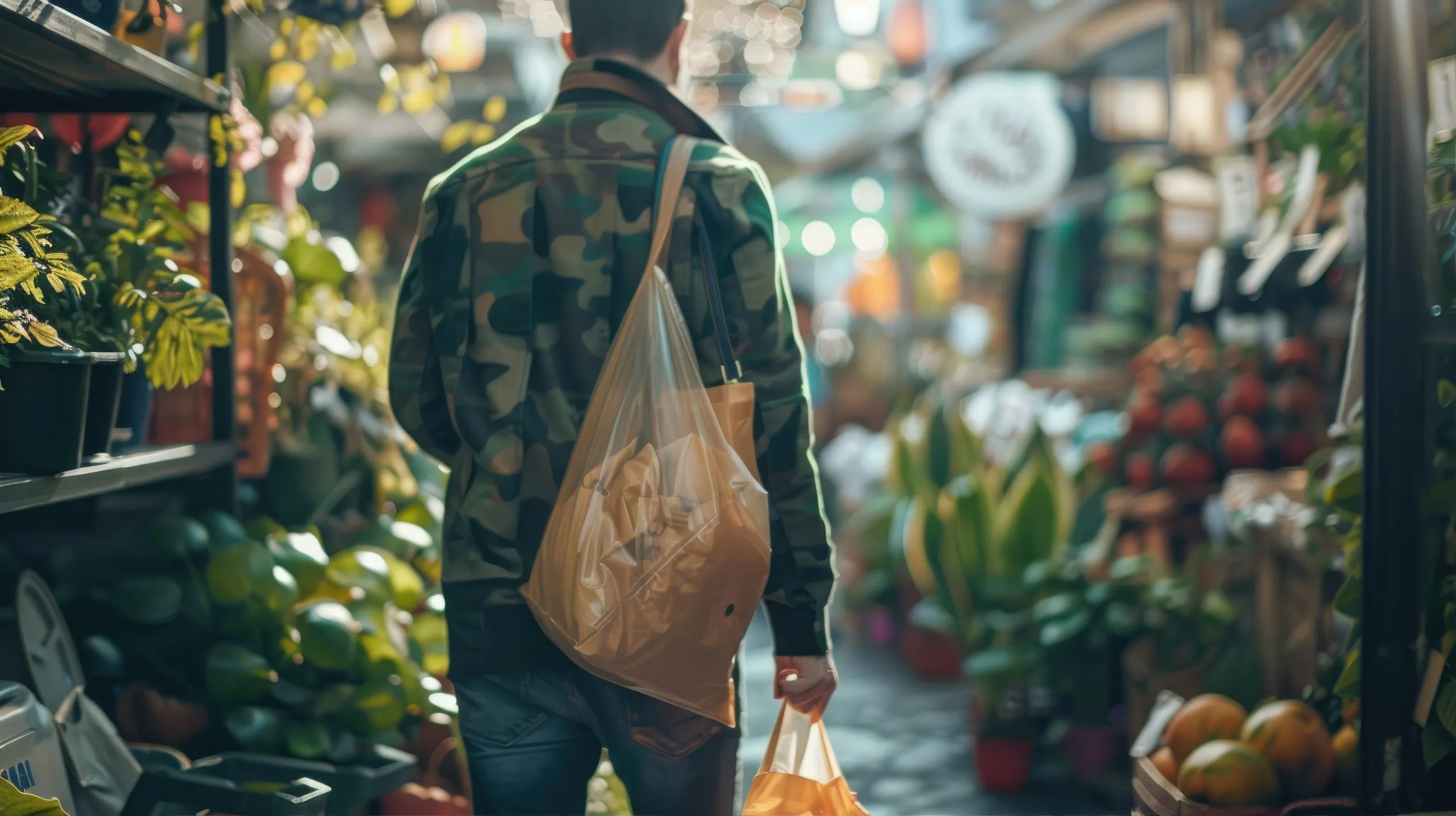 KSA Zero Waste Grocery Stores Market Expands as Online Grocery Growth Reaches 18 Percent CAGR man-shops-busy-farmers-market-using-reusable-containers-purchase-fresh-organic-produce-highlighting-importance-sustainability-ecofriendly-practices-scaled