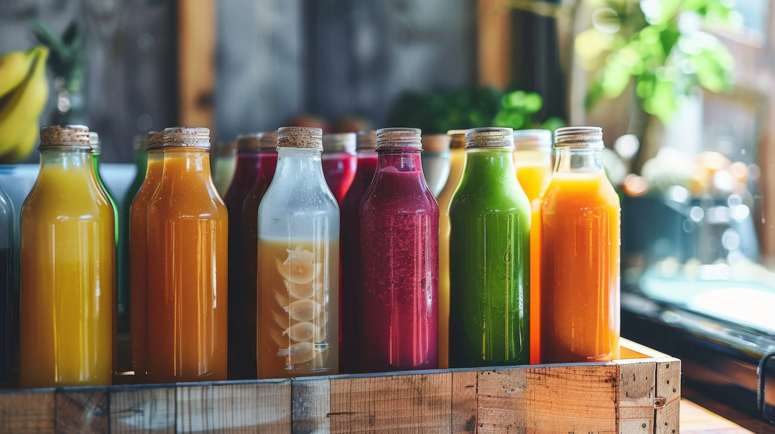 India Health Drinks Market Expands at 10.74 Percent CAGR Driven by Wellness, Energy, and Convenient Nutrition neat-row-assorted-fruit-vegetable-juice-bottles-sits-wooden-shelf-basking-warm-indoor-lighting-showcasing-spectrum-rich-natural-colors-scaled
