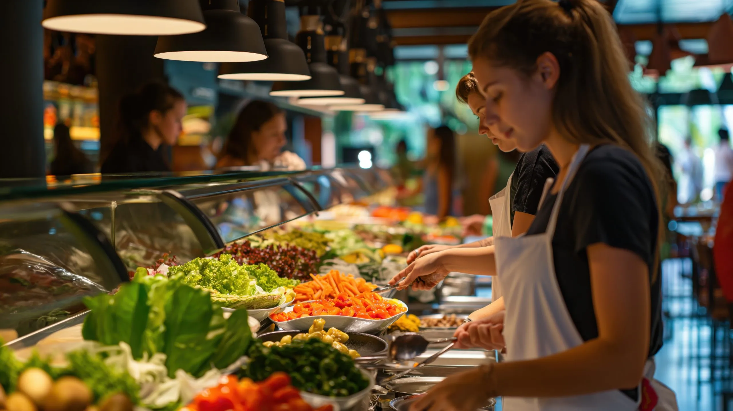 Philippines Quick Service Restaurant Market Crosses USD 7.69 Billion as Urban Consumers Drive Fast Dining Demand people-selecting-fresh-vegetables-salads-buffet-counter-warm-lighting-restaurant-scaled
