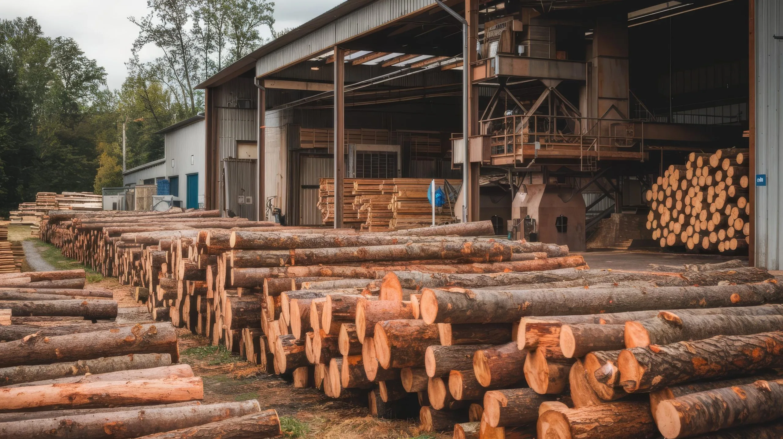 Brazil Sawnwood Market Advances as Non-Coniferous Consumption Reaches 8 Million Cubic Meters Across Latin America rows-piled-logs-wting-be-processed-local-rural-lumber-mill-made-into-lumber-cons-scaled