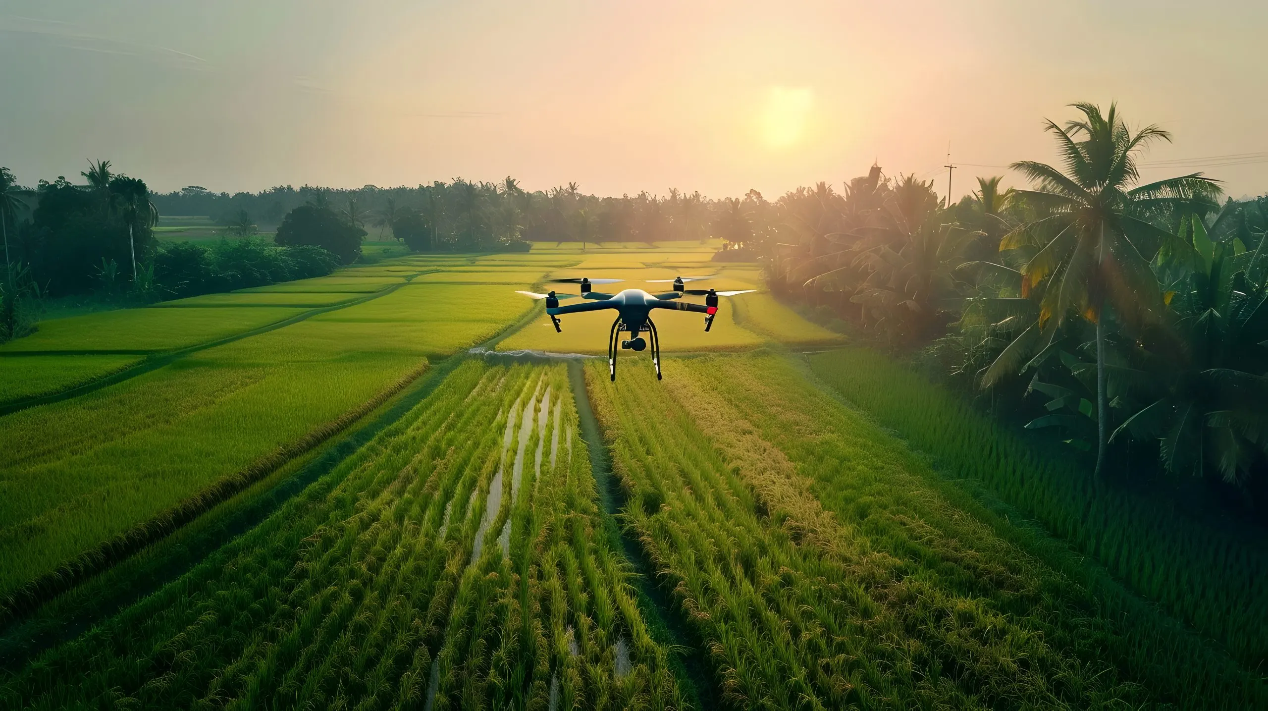 KSA Agriculture Drones Market Creates Opportunities as Saudi Drone Market Moves Toward USD 787.35 Million serene-aerial-capture-lush-rice-field-clear-skies-showcasing-tranquil-agricultural-scaled