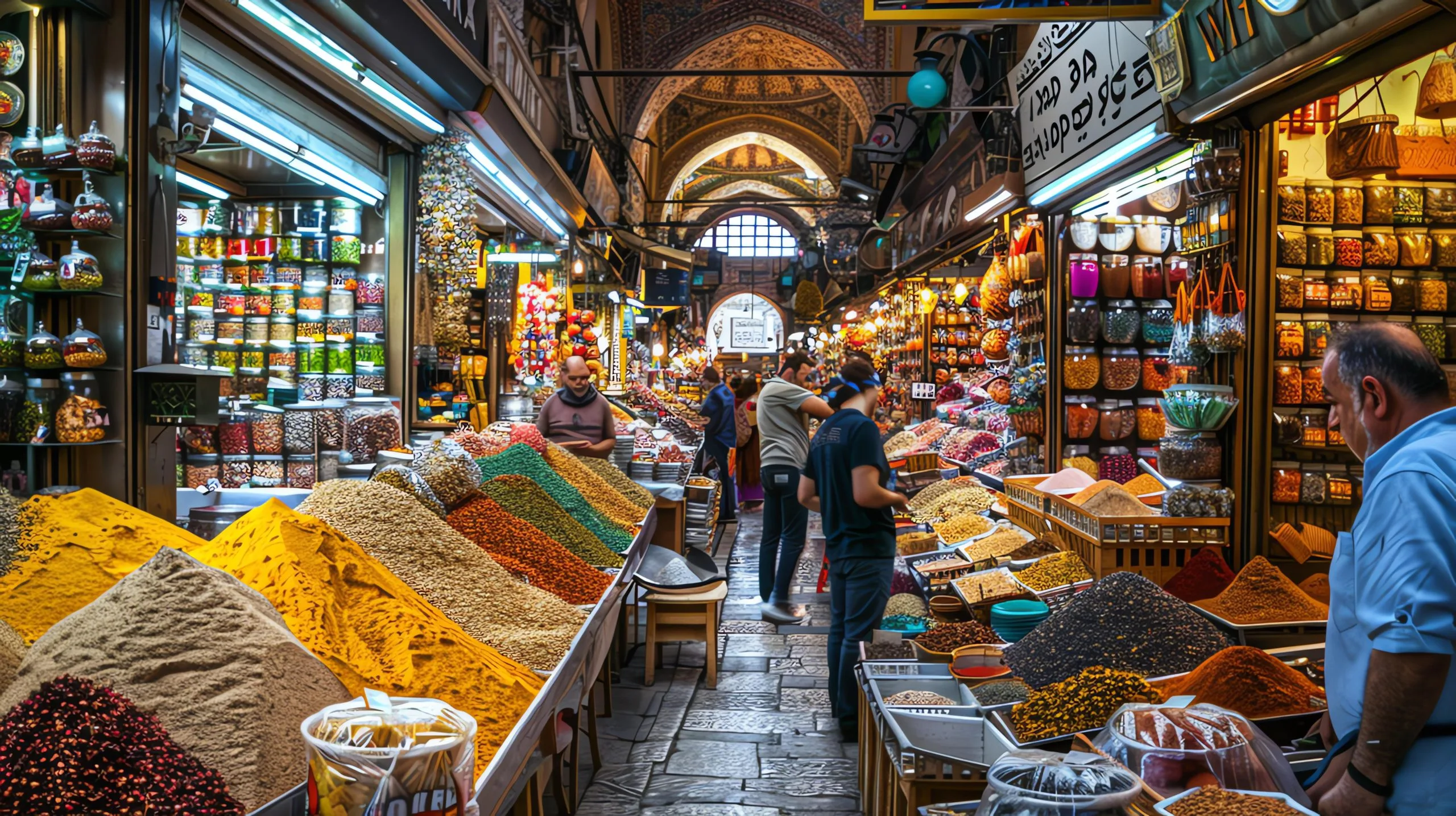 Philippines Food Flavor and Enhancer Market Outlook to 2035 this-image-shows-vibrant-colors-bustling-atmosphere-turkish-bazaar-market-is-full-people-buying-selling-variety-goods-scaled