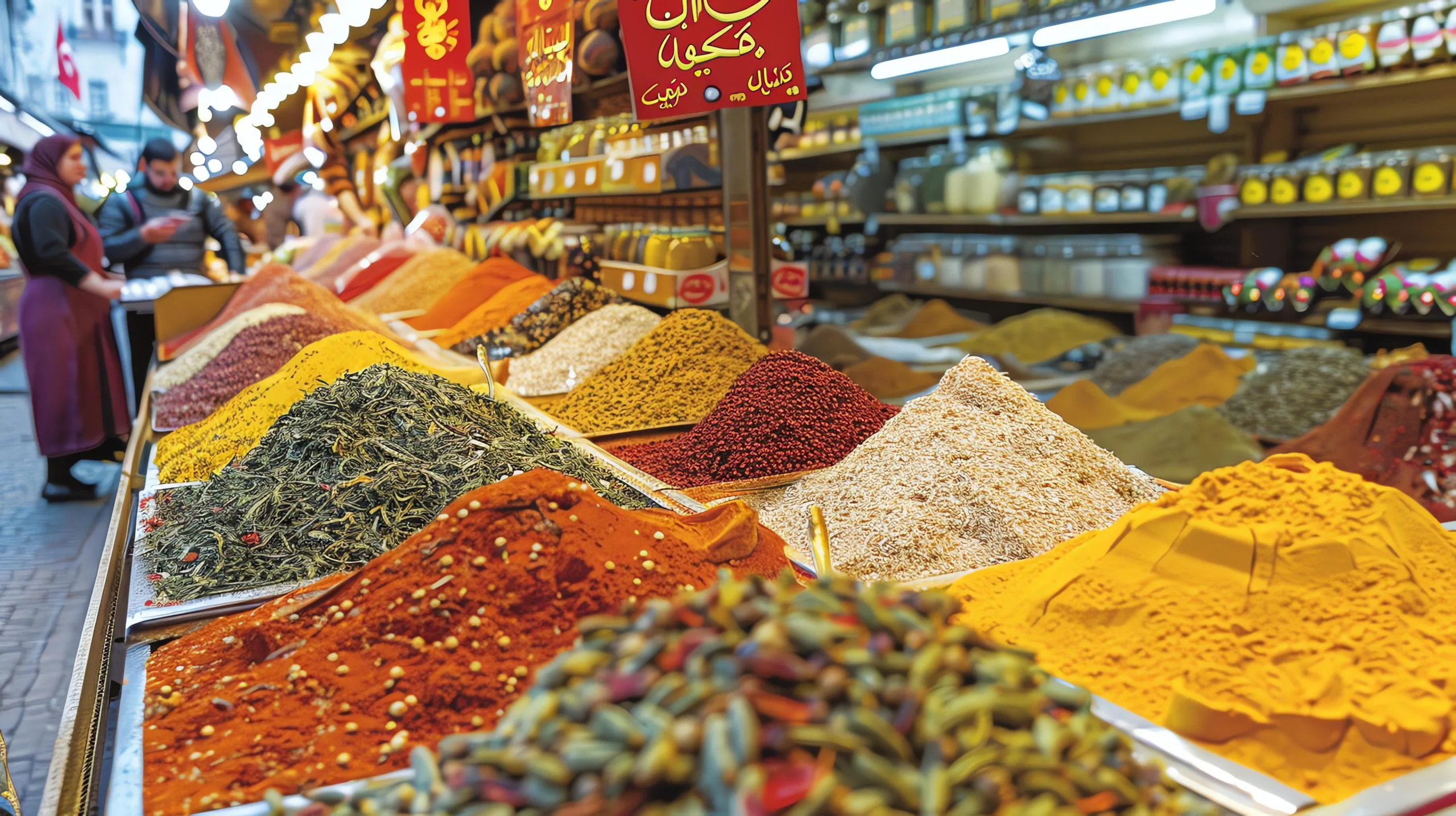 South Africa Food Flavor and Enhancer Market Outlook to 2035 vibrant-bustling-spice-market-with-array-colorful-spices-herbs-scaled