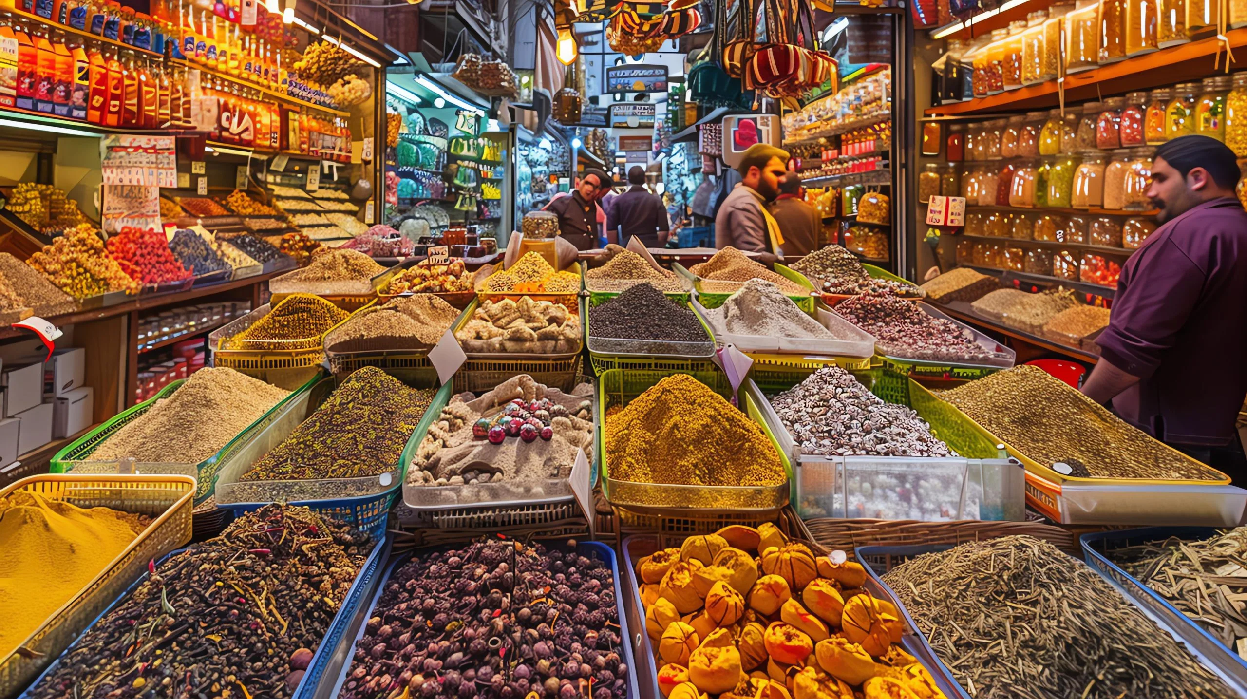 UK Food Flavor and Enhancer Market Outlook to 2035 vibrant-bustling-spice-market-with-colorful-displays-spices-nuts-other-goods-scaled