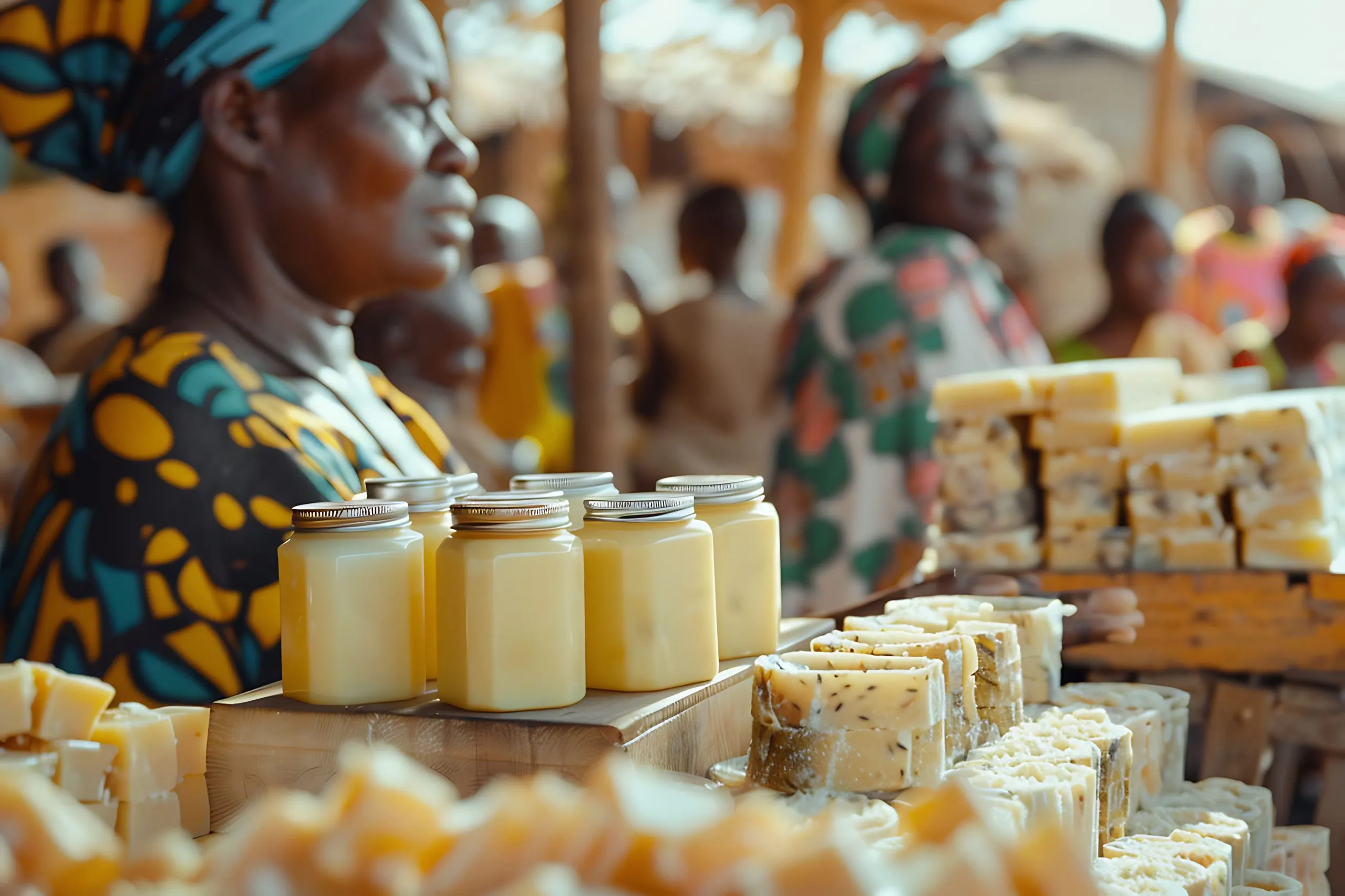 South Africa Almond Milk Market Expected to Reach USD 420 Million Driven by Growing Demand for Plant-Based Nutrition women-selling-shea-butter-natural-cosmetics-market-traditional-culture-market-photo-1-scaled