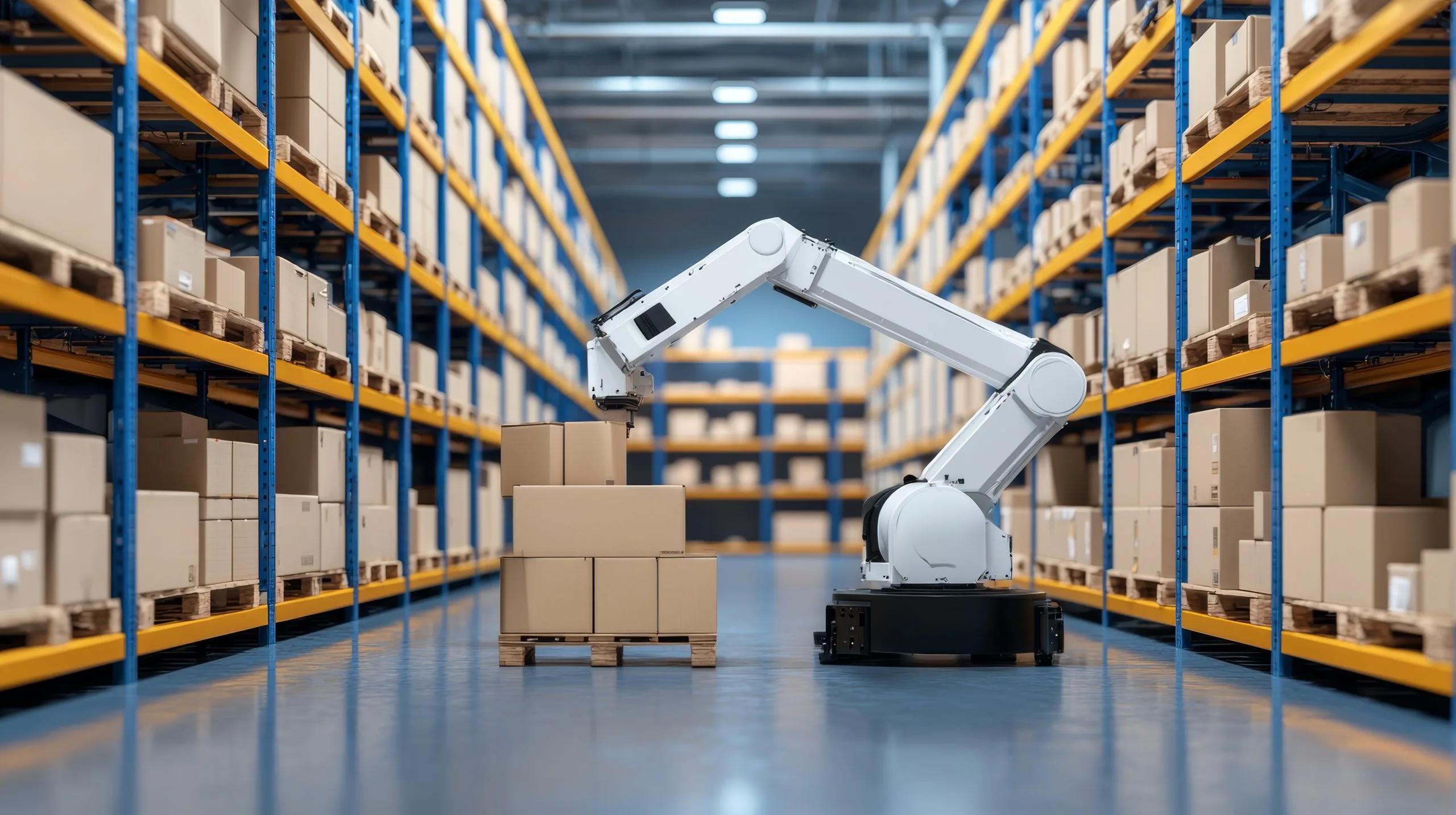 Singapore Warehouse Robotics Market Outlook to 2035 automated-robotic-arm-stacking-boxes-modern-warehouse-concept-logistics-automation-future-distribution-scaled