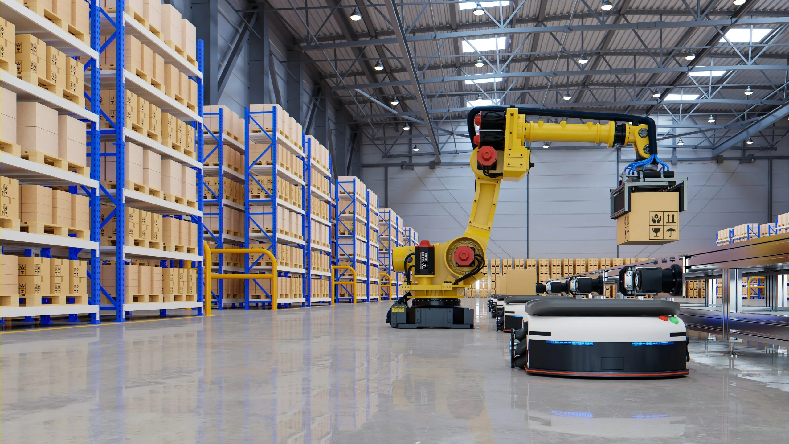 UK Warehouse Robotics Market Outlook to 2035 factory-automation-with-agv-robotic-arm-transportation-increase-transport-more-with-safety-scaled