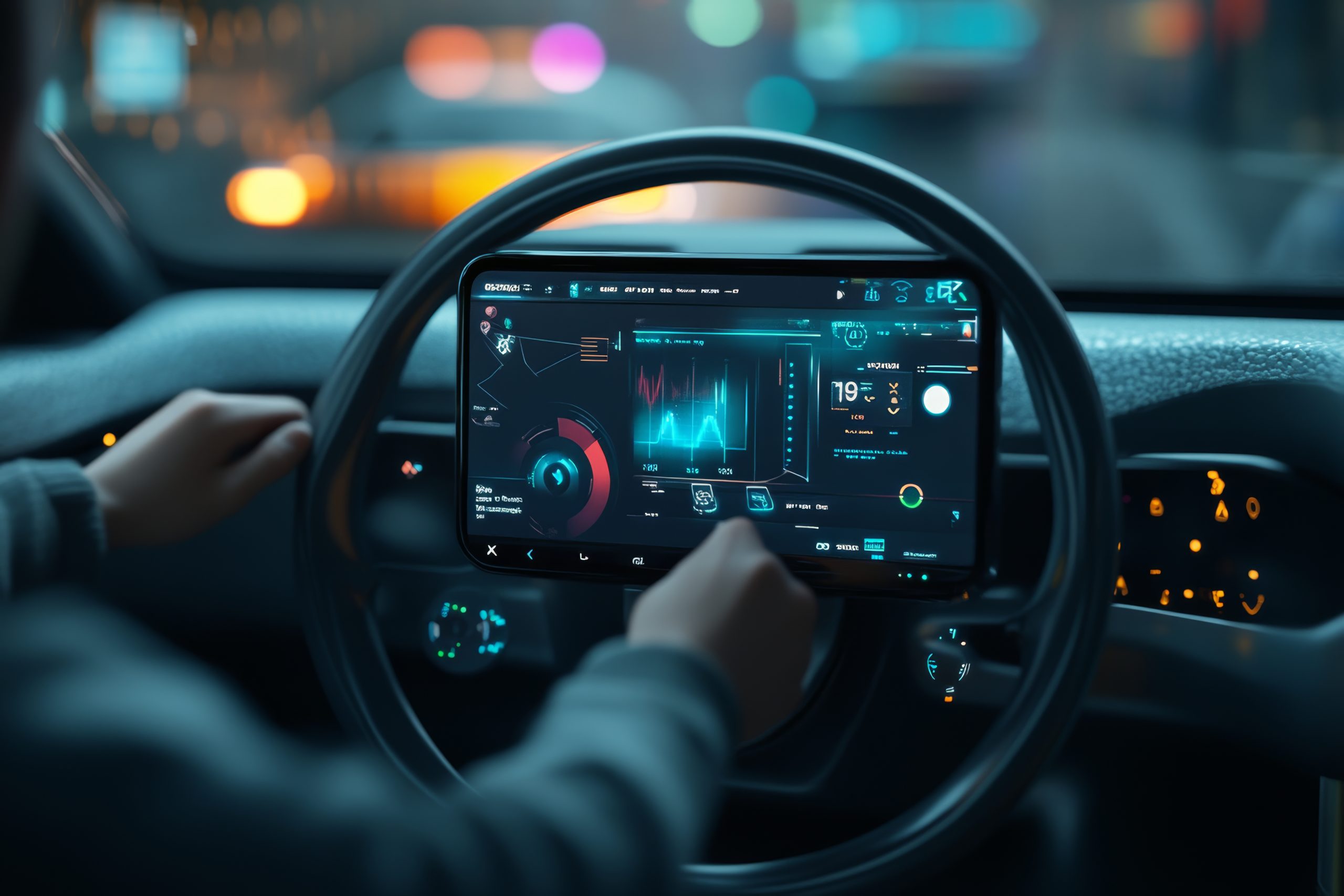 USA Automotive Head-Up Display (HUD) Market Outlook to 2035 man-interacting-with-advanced-smart-car-dashboard-interface-3d-rendered-photography-shot-scaled