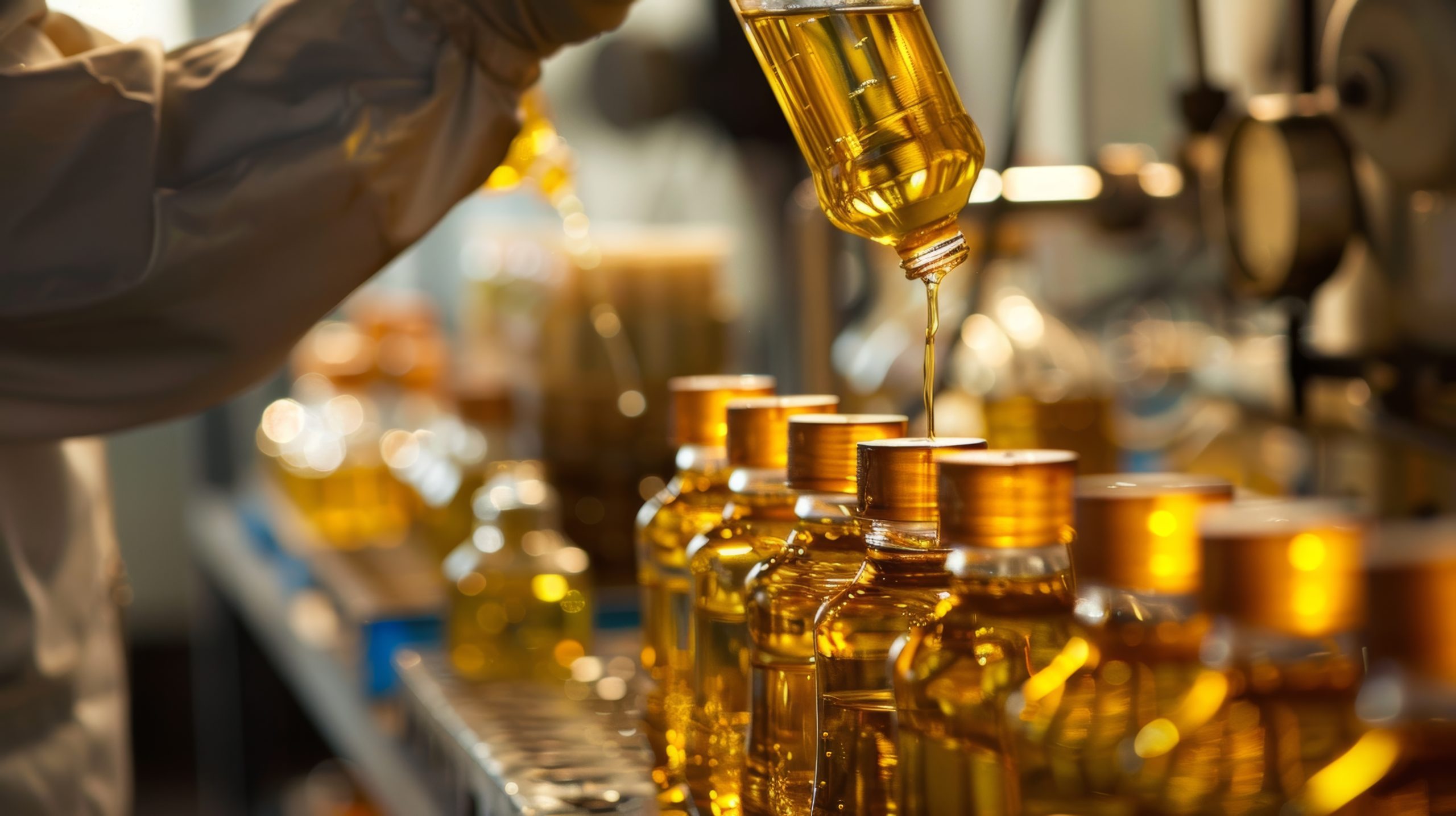 Malaysia Oleochemicals Market Outlook to 2035 worker-bottling-oil-into-different-sizes-shapes-containers-retail-purposes-scaled