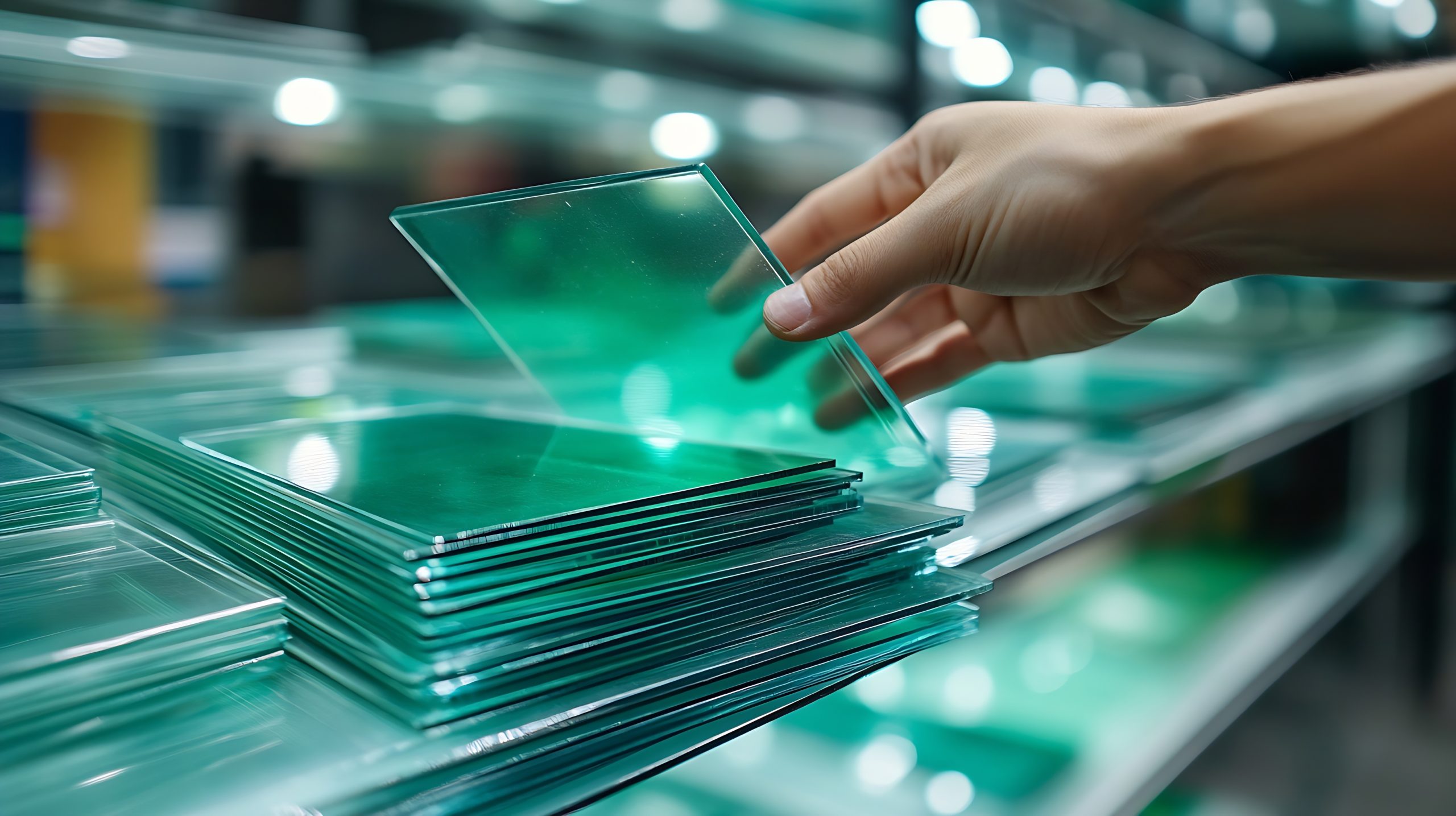 Singapore Laminated Glass Market Outlook to 2035 architect-hand-choosing-picking-green-lacquered-glass-tile-material-samples-s-generative-ai-scaled