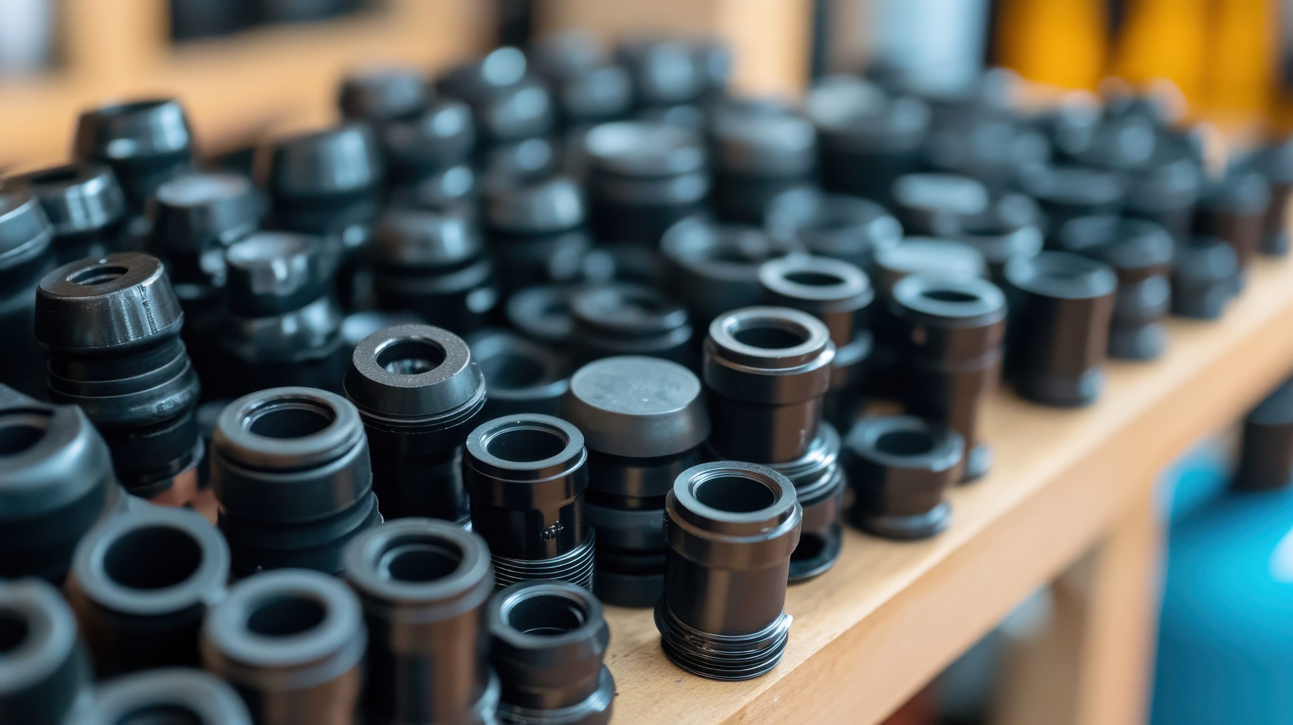 India Gaskets and Seals Market Outlook to 2035 closeup-view-various-black-mechanical-components-resting-wooden-workspace-scaled