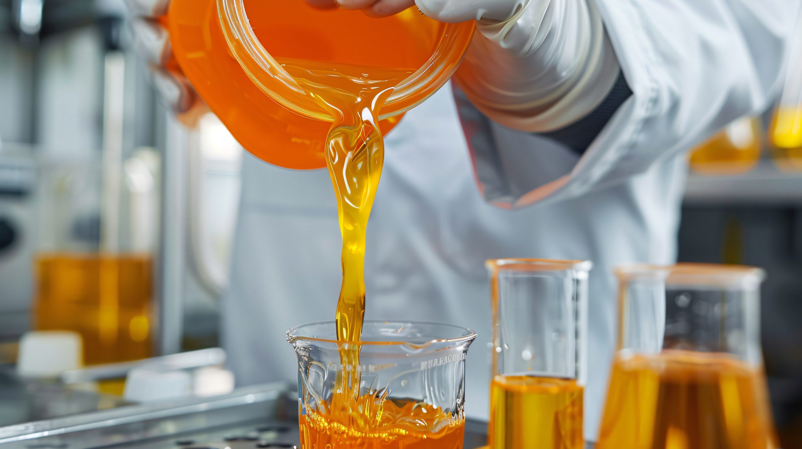 Vietnam Ester Lubricant Market Outlook to 2035 laboratory-worker-pouring-orange-crude-oil-into-flask-scaled