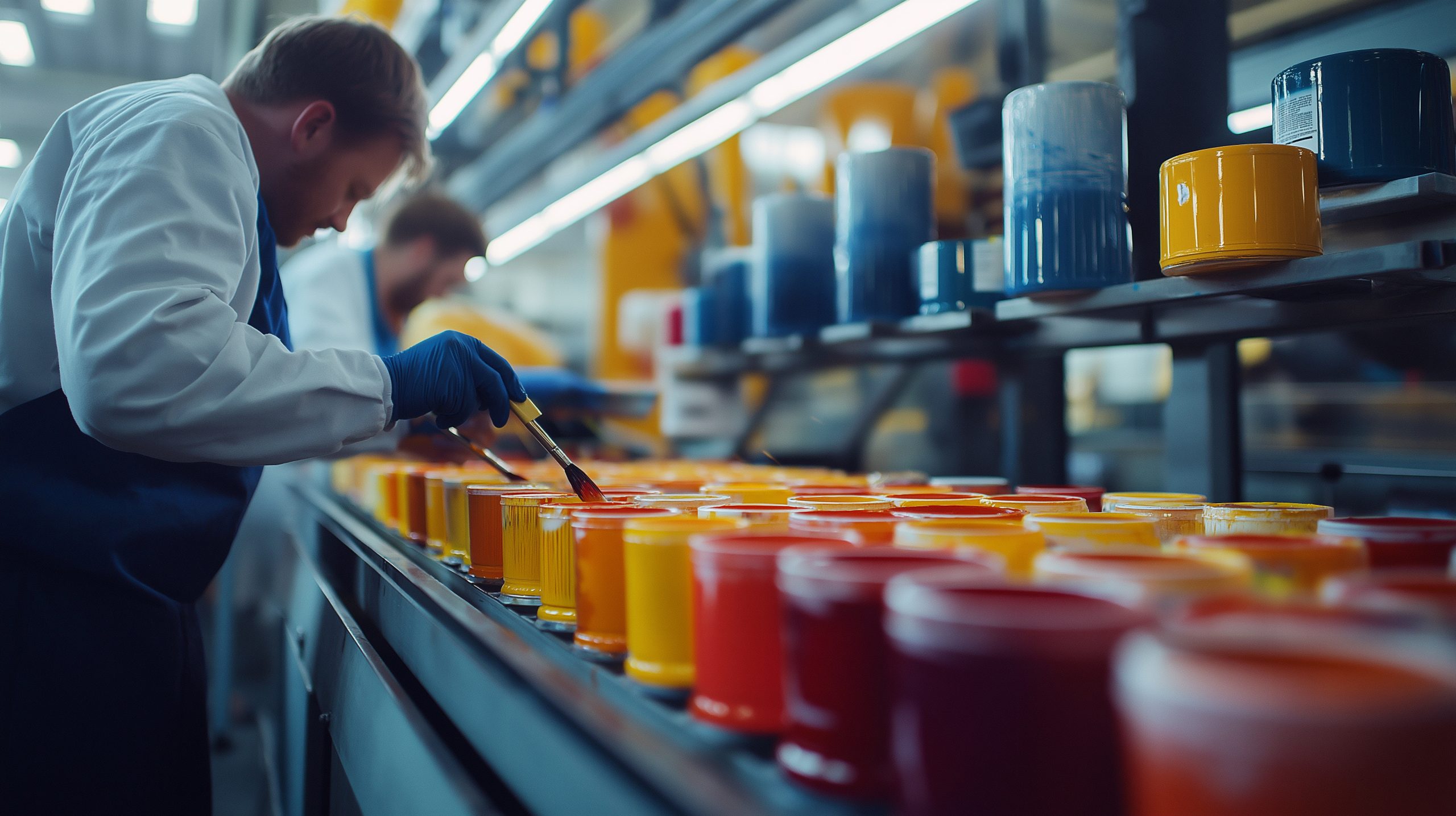 Vietnam Adhesives and Sealants Market Outlook to 2035 quality-control-process-paint-products-manufacturing-facility-with-workers-inspecting-paint-scaled