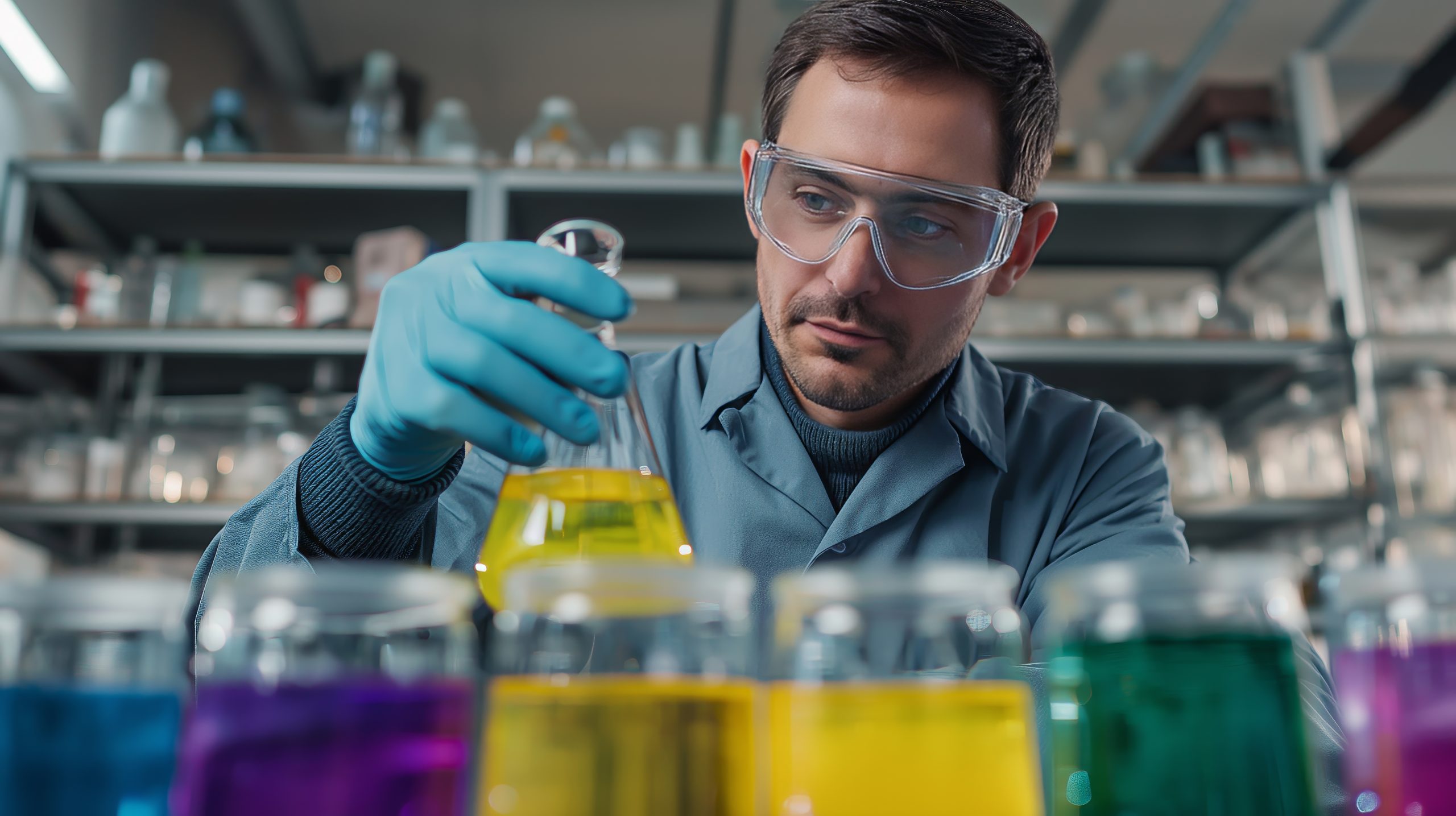 India Crosslinking Agents Market Outlook to 2035 scientist-examining-yellow-liquid-flask-laboratory-scaled