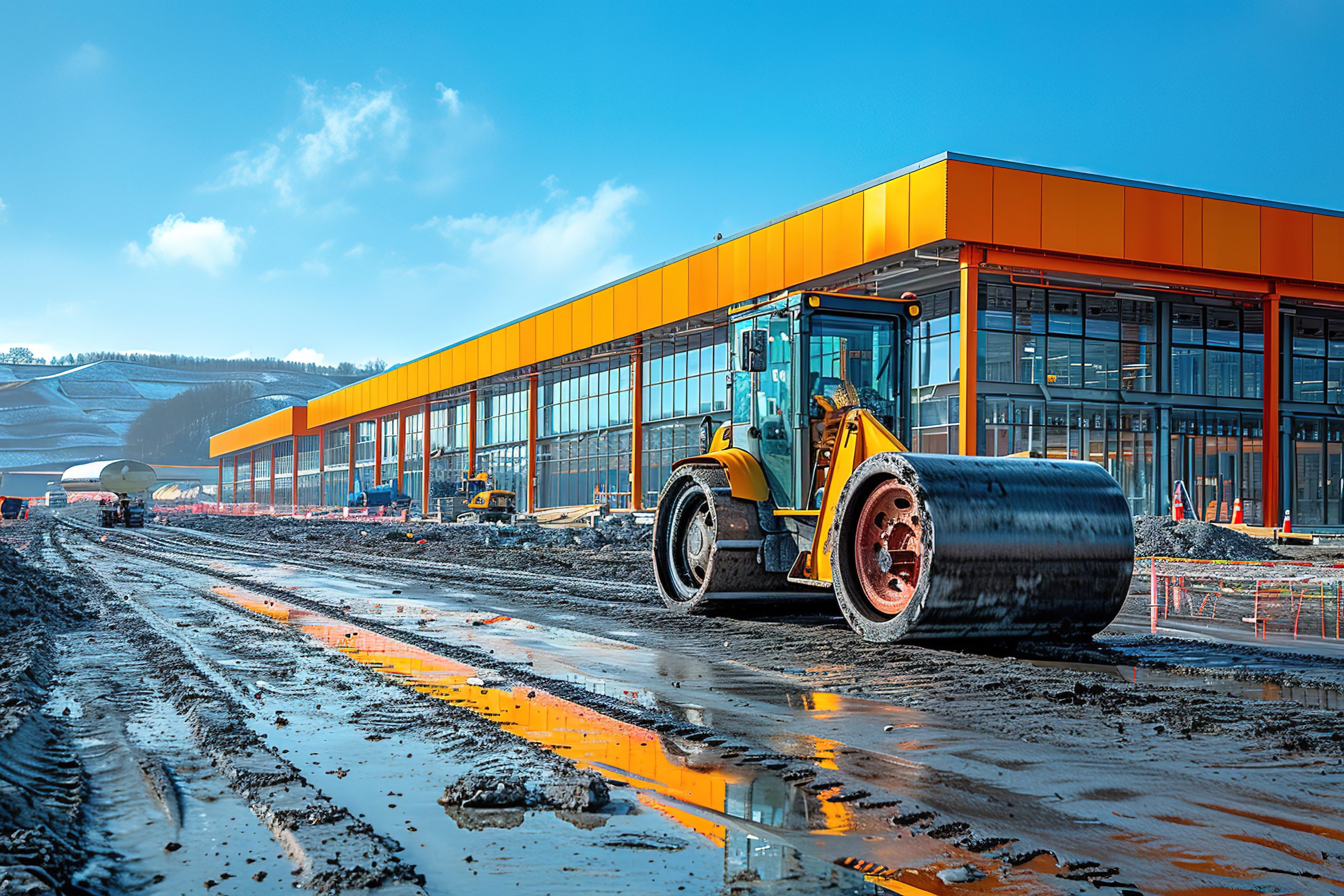 Singapore Composite Rollers Market Outlook to 2035 large-orange-building-with-large-yellow-bulldozer-front-it-scaled